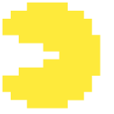 Pixel Pac-Man with Blue Ghost and Blinky