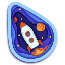 Rocket in Space Paper Cut