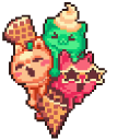 Ice Cream with Puppy and Kitties Pixel