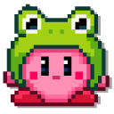 Kirby with Sprout and Frog Hat Pixel