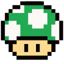 Mario 1-Up Mushroom and Super Mushroom Pixel