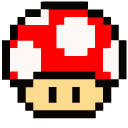 Mario 1-Up Mushroom and Super Mushroom Pixel