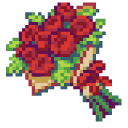 Red Rose and Bouquet of Roses Pixel