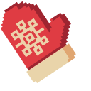 Red Winter Mittens Pixel
