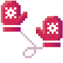 Red Winter Mittens Pixel