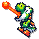 Super Mario Yoshi and Fireball Pixel