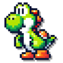 Super Mario Yoshi and Fireball Pixel