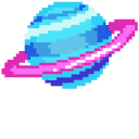 UFO and Saturn Planet Pixel