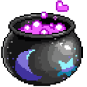 Witch’s Potion Vial and Magic Brew Cauldron Pixel