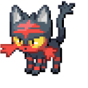 Pokemon Litten and Incineroar Pixel