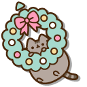 Pusheen and a Christmas Wreath
