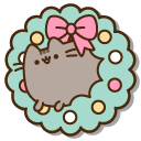 Pusheen and a Christmas Wreath