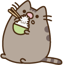 Pusheen Eating Rice