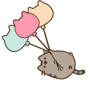 Pusheen Flying on Balloons