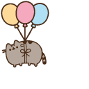 Pusheen Flying on Balloons