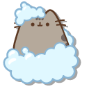 Pusheen Taking a Bath with a Brush