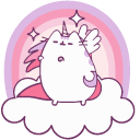 Pusheen Unicorn on the Cotton Candy and Cloud