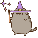 Pusheen Witch with a Wand and a Spell Book
