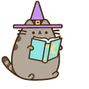 Pusheen Witch with a Wand and a Spell Book