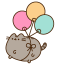 Pusheen with Colorful Balloons