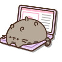 Pusheen Working and Resting on a Laptop