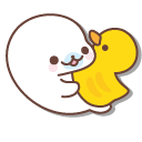 San-X Shirogoma with a Ducky Hat and a Rubber Duck