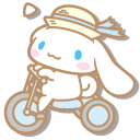 Sanrio Cinnamoroll with a Straw Hat and a Bike