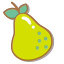 Sanrio Keroppi with a Cocktail and a Pear