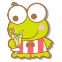 Sanrio Keroppi with a Cocktail and a Pear