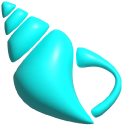 Simple 3D Cyan Conch and Scallop Shells