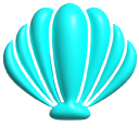 Simple 3D Cyan Conch and Scallop Shells