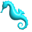 Simple 3D Cyan Seahorse