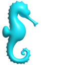 Simple 3D Cyan Seahorse