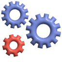 Simple 3D Gears in Orange and Blue