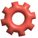 Simple 3D Gears in Orange and Blue