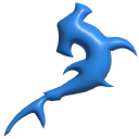 Simple 3D Hammerhead Shark Blue