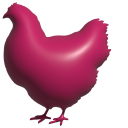 Simple 3D Pink Hen and Rooster