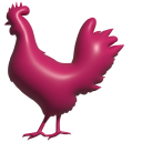 Simple 3D Pink Hen and Rooster