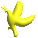 Simple 3D Yellow Dove of Peace