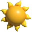 Simple 3D Yellow Moon and Sun