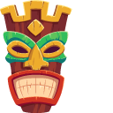 Tiki Mask and Burning Torch
