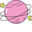 VSCO Girl Pink Rocket and Planet