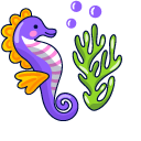 VSCO Girl Purple Seahorse and Penguins