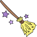 VSCO Girl Purple Witch Hat and Broom