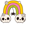 VSCO Girl Skull Bow and Rainbow