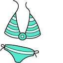 VSCO Girl Turquoise Hat and Swimsuit
